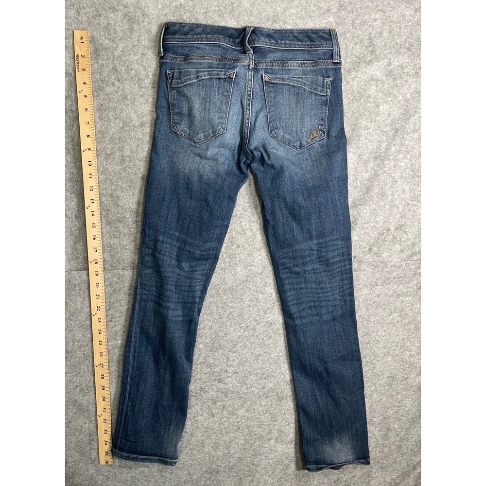 Express Stella Low Rise Cropped Skinny Jeans Blue Distressed Denim Womens 0R - Picture 14 of 14